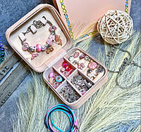 Набір для створення шарм браслетів Дитячий набір для створення прикрас скринька для прикрас рожева