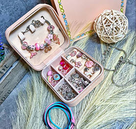Набір для створення шарм браслетів Дитячий набір для створення прикрас скринька для прикрас рожева