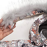 Дитячий зимовий комбінезон Аполло з хутром опушкою Утеплювач Termoloft Мембранна тканина Звірятка принт Розмір 74/80, фото 5