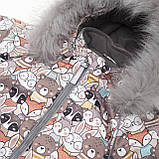 Дитячий зимовий комбінезон Аполло з хутром опушкою Утеплювач Termoloft Мембранна тканина Звірятка принт Розмір 74/80, фото 10