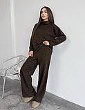 Ангоровий теплий жіночий костюм вільного крою, темно-коричневий ангоровий жіночий костюм, фото 4