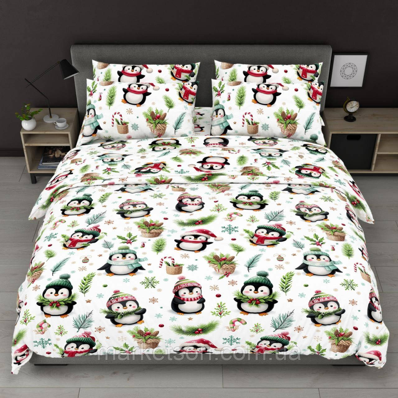 Дитяча полуторна постільна білизна бавовна Новогоднее