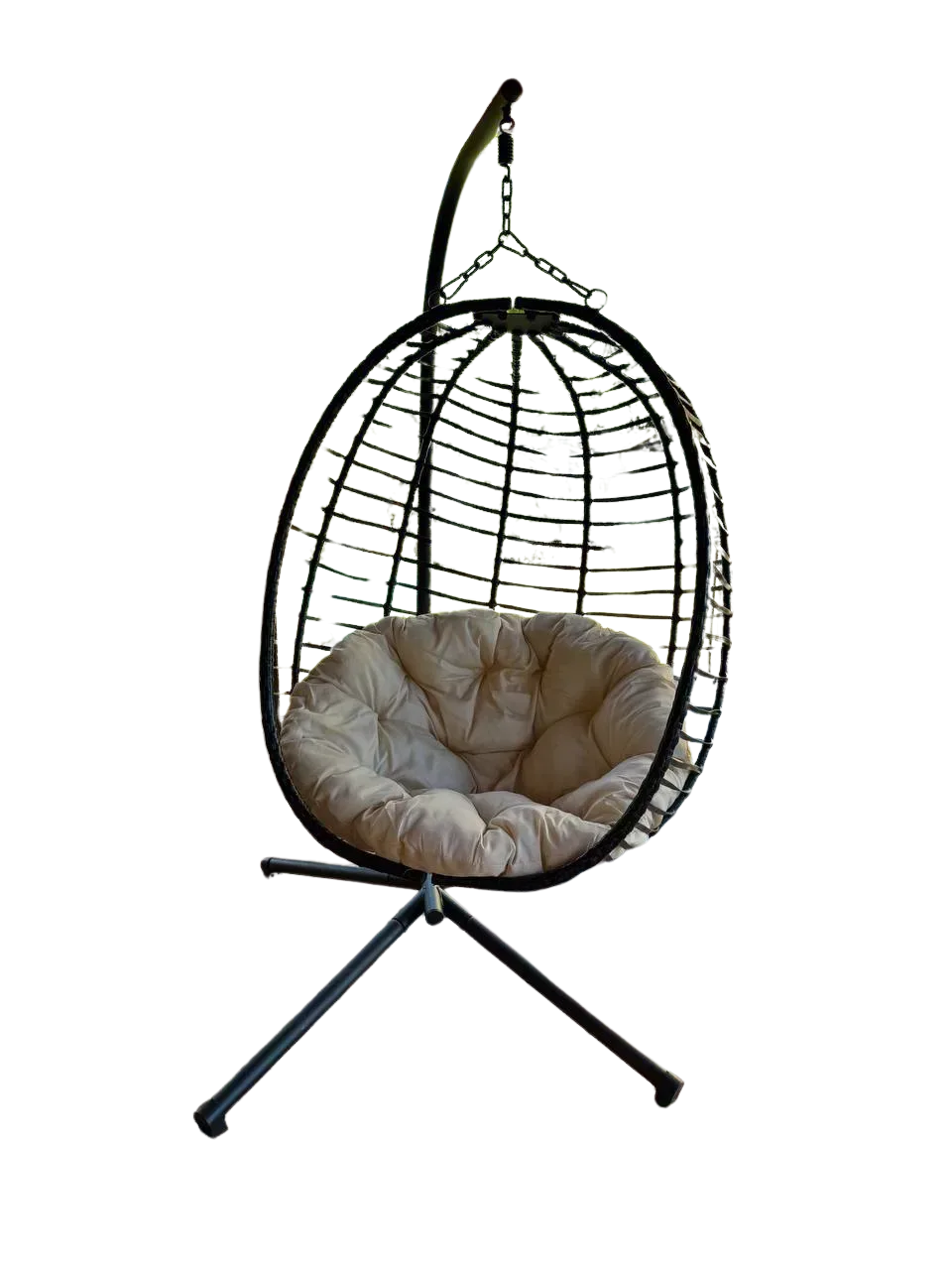 Підвісне садове крісло гойдалка SAN VITO підвісна садова гойдалка кокон гніздо для саду з м'якою червоною подушкою Коричневий