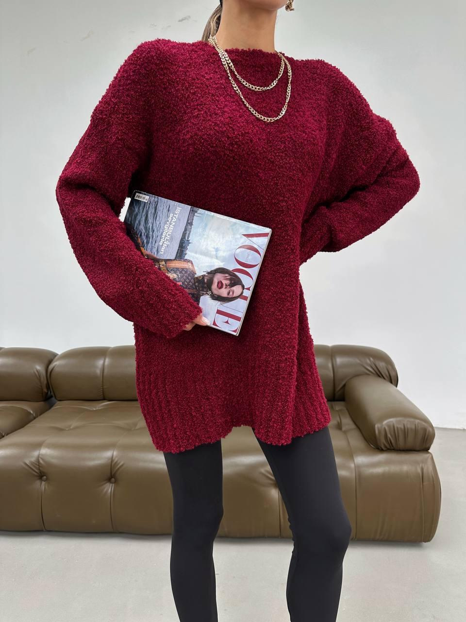 Светр жіночий оверсайз Модель: 1466-143 Колір: чорний, коричневий, сірий, бургунді, бежевий, фото 1