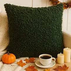 Декоративна подушка IDEIA 55×55см папороть із штучного хутра, гіпоалергенна, м'яка, стильний декор для дому