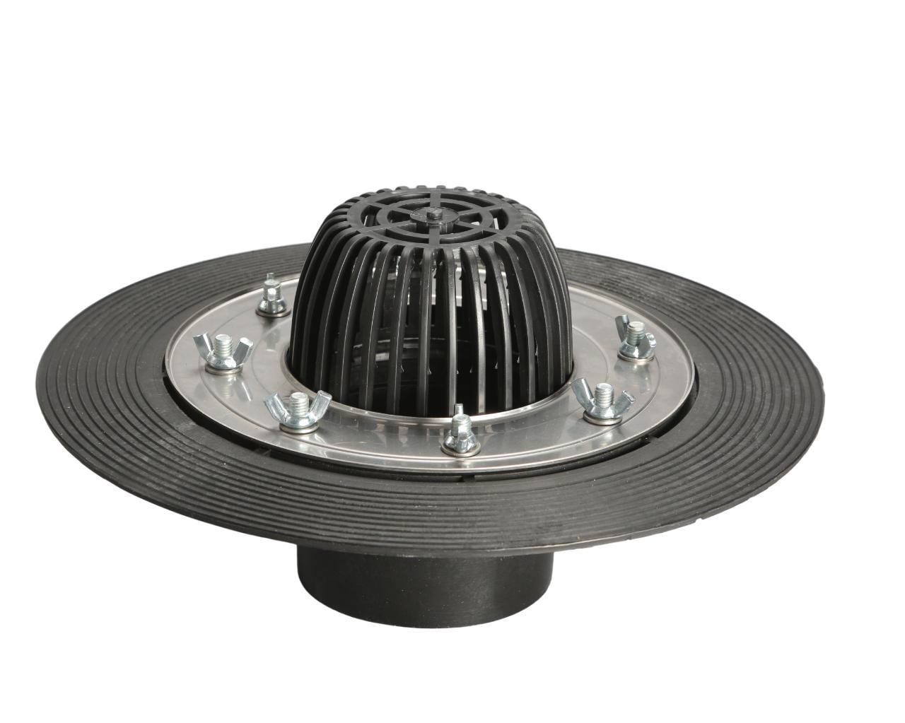 Воронка водостічна DN110,100мм з листоуловлювачем, з притискним фланцем з нерж.сталі, фото 1