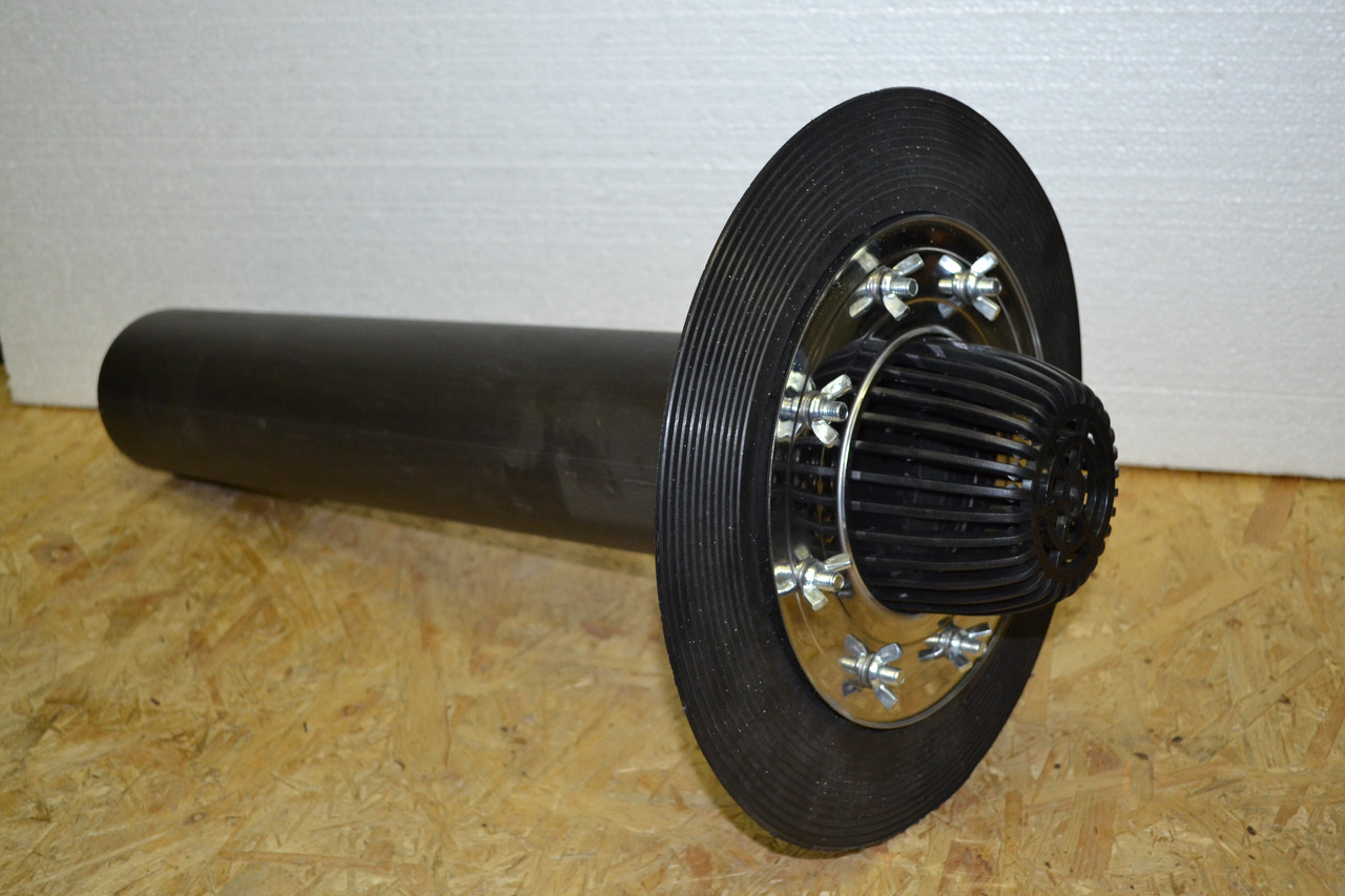 Воронка переливна DN110,600мм з листоуловлювачем, з притискним фланцем з нерж.сталі, фото 1