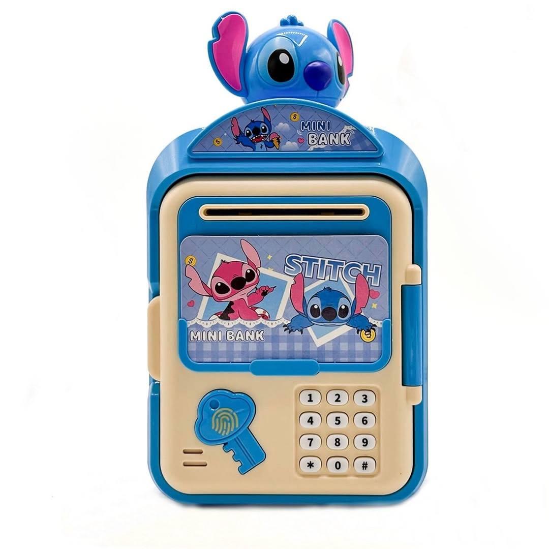 Дитяча скарбничка сейф із кодовим замком Stitch 26 см скарбничка для грошей із купюроприймачем Блакитний