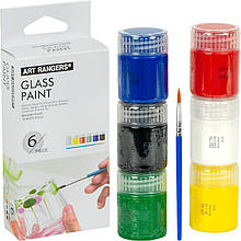 Фарби 6кол. 22мл. + пензлик для скла Art Rangers WX02.A06015-2