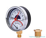 Термоманометр d80мм, 6 bar, різьба 1/2, 0-120°C, нижнє підключення, фото 2