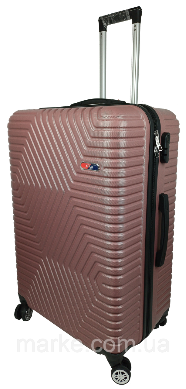 Большой пластиковый чемодан на колесах 115L GD Polo пудровый, фото 1