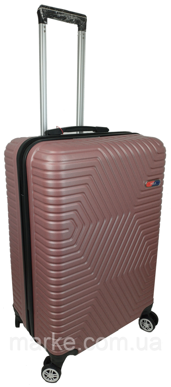 Пластиковый чемодан на колесах средний размер 70L GD Polo пудровый