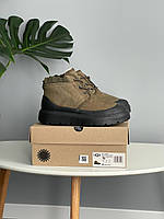 Зимові  замшеві чоловічі UGG Neumel Hybrid Khaki Black на хутрі водонепроникні черевики УГГ хакі