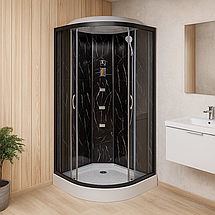 Душовий бокс Vivia TKF90/1 BP Чорний онікс BG 90x90x215 см на низькому піддоні чорний з гідромасажем, фото 2