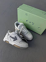 Жіночі шкіряні кросівки OFF WHITE x OUT OF OFFICE WHITE / GREY premium Люкс