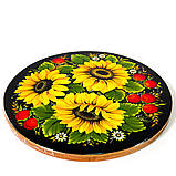 Панно Петриківський розпис ПОДСОЛНУХИ ручної роботи з дерева Український сувенір, фото 2