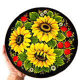 Панно Петриківський розпис ПОДСОЛНУХИ ручної роботи з дерева Український сувенір, фото 3