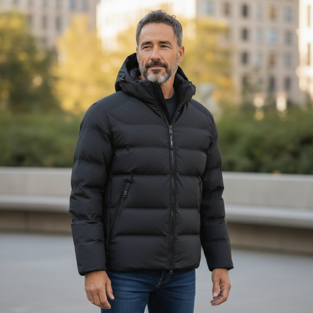 Куртка чоловіча INDACO (зимова) IN25-1577C ЧОРНА 100% поліестер. Утеплювач: Біо пух 52(Р), фото 1