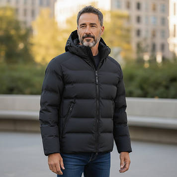 Куртка чоловіча INDACO (зимова) IN25-1577C ЧОРНА 100% поліестер. Утеплювач: Біо пух 52(Р)
