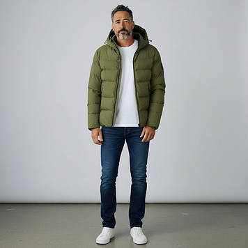 Куртка чоловіча INDACO (зимова) IN25-1577C ОЛИВКОВА 100% поліестер. Утеплювач: Біо пух 50(Р)