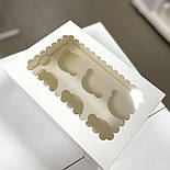 Коробка для 6 капкейків з віконцем 26х18х9 см — біла упаковка для десертів, фото 2