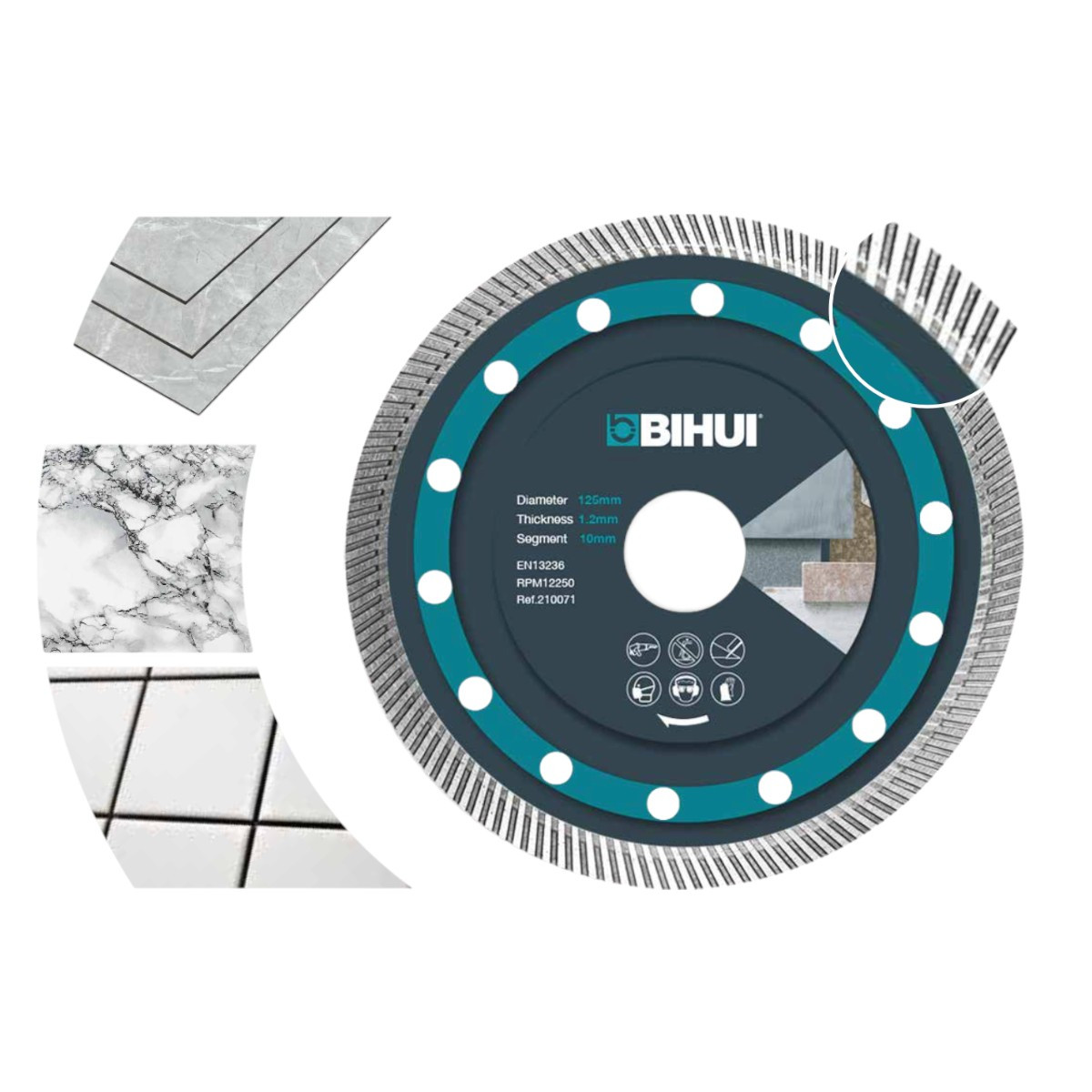 Диск алмазний BIHUI SUPER THIN TURBO 125x1,2x22,23 мм (DCBN5), фото 1