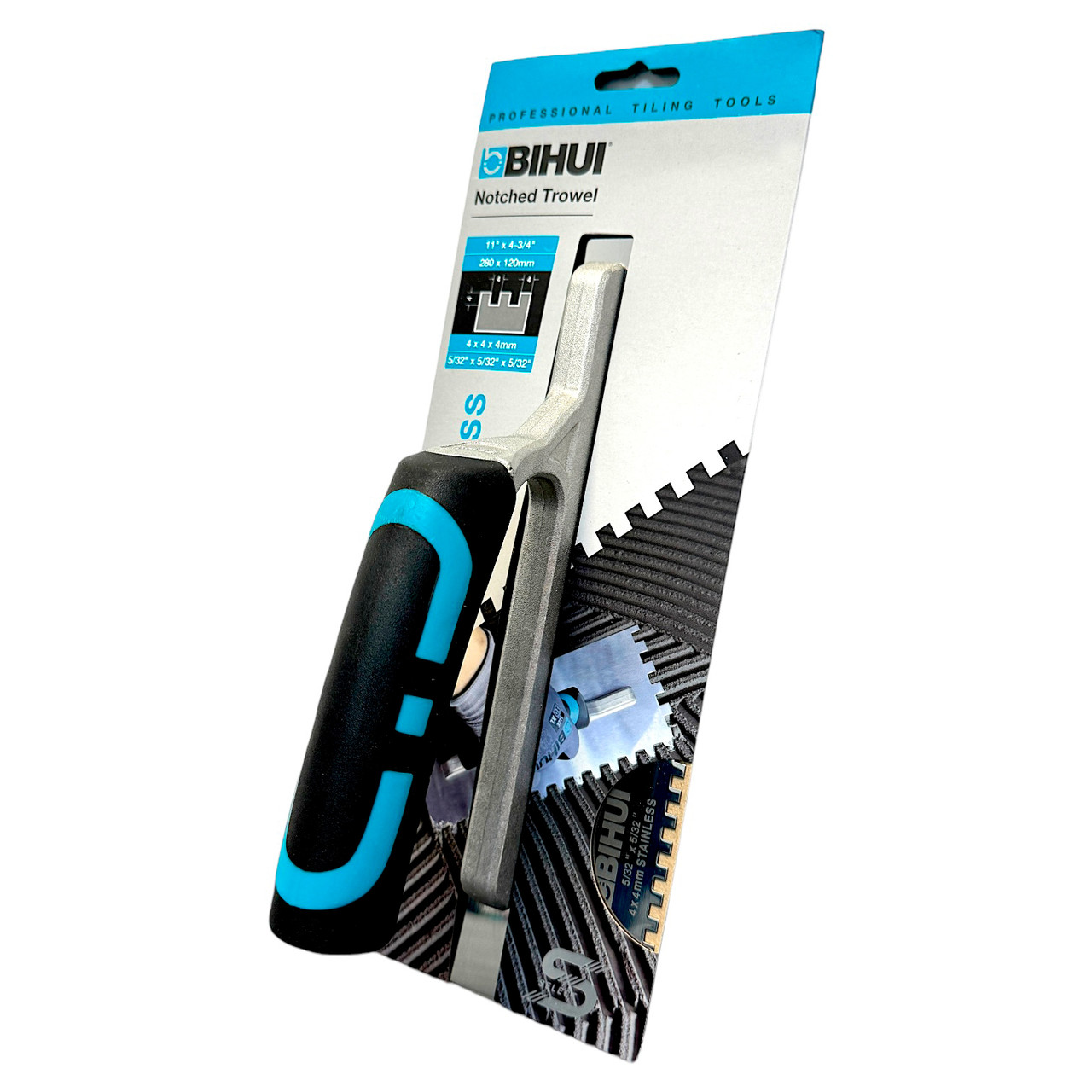 Зубчастий шпатель BIHUI STAINLESS зуб 4 мм з нержавіючої сталі 280х120 мм (PTSB04), фото 1