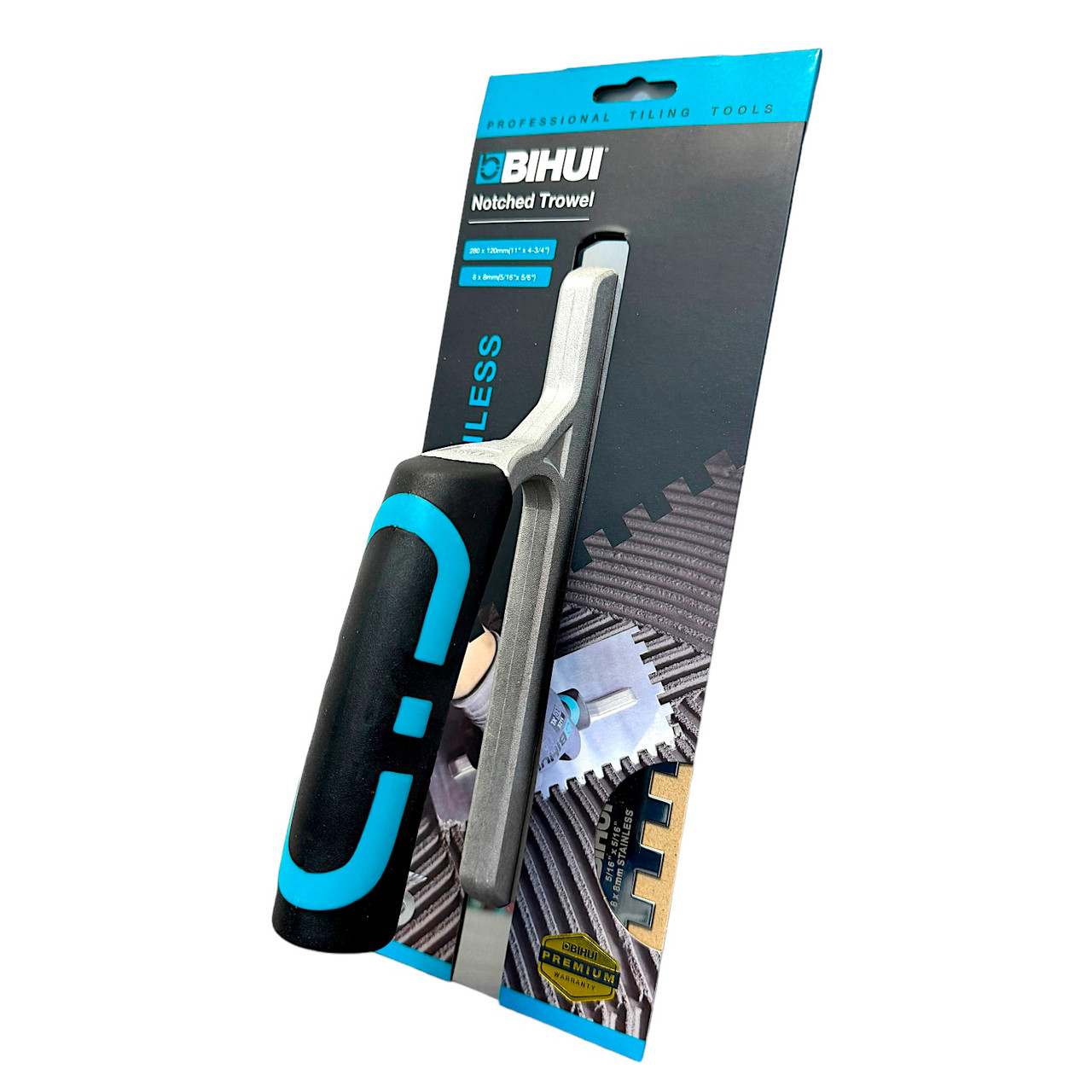 Зубчаcтий шпатель BIHUI STAINLESS зуб 8 мм з нержавіючої сталі 280х120 мм (PTSB08), фото 1