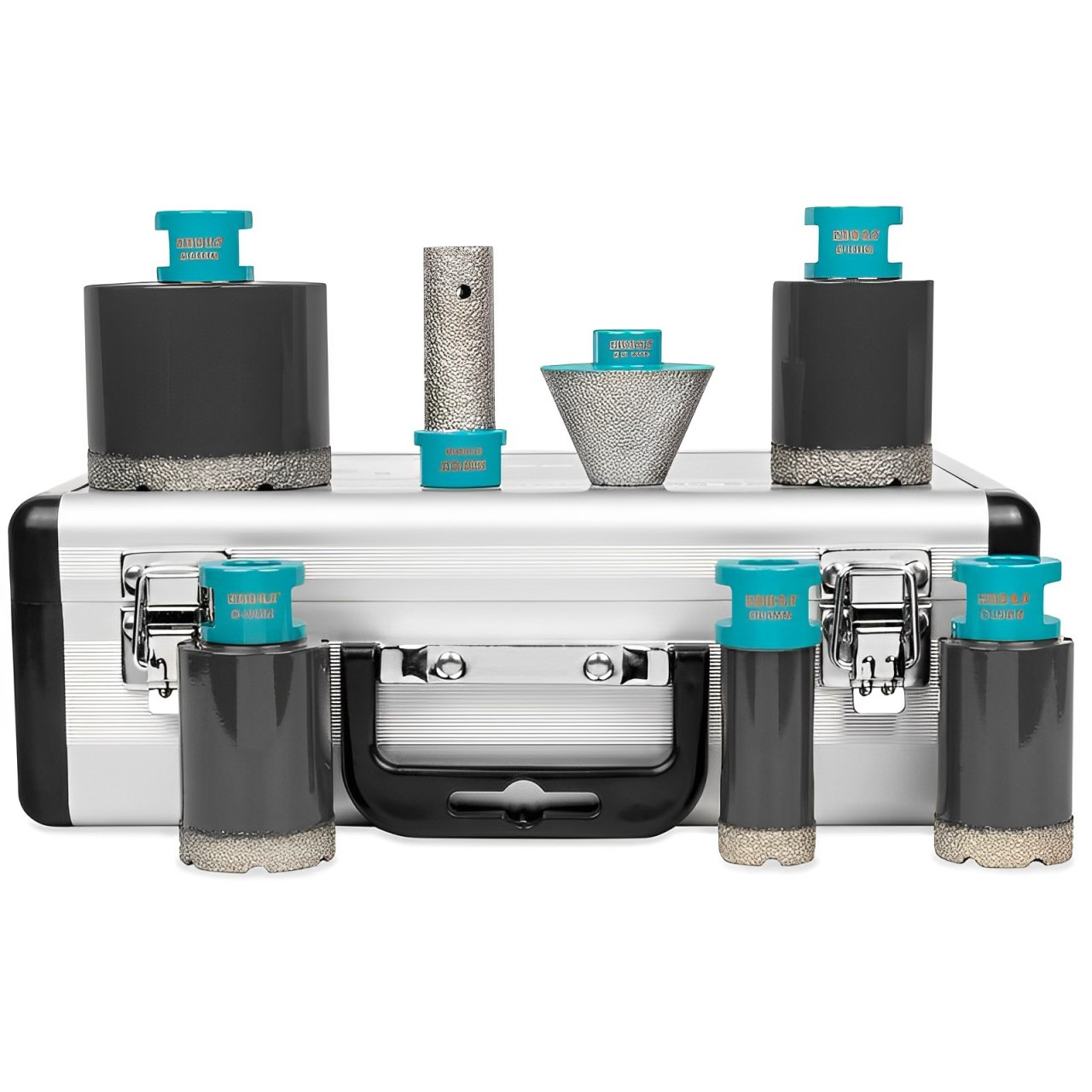 Набір алмазних коронок M14 BIHUI TURBO-7 діаметром 25/35/40/45/68 мм/конусна фреза 20-38мм/пряма фреза 20мм (DBDMS7), фото 1