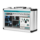 Набір алмазних коронок M14 BIHUI TURBO-7 діаметром 25/35/40/45/68 мм/конусна фреза 20-38мм/пряма фреза 20мм (DBDMS7), фото 3