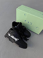 Чорні Жіночі шкіряні кросівкиOFF WHITE OUT OF OFFICE FOR WALKING BLACK Люкс демісезон