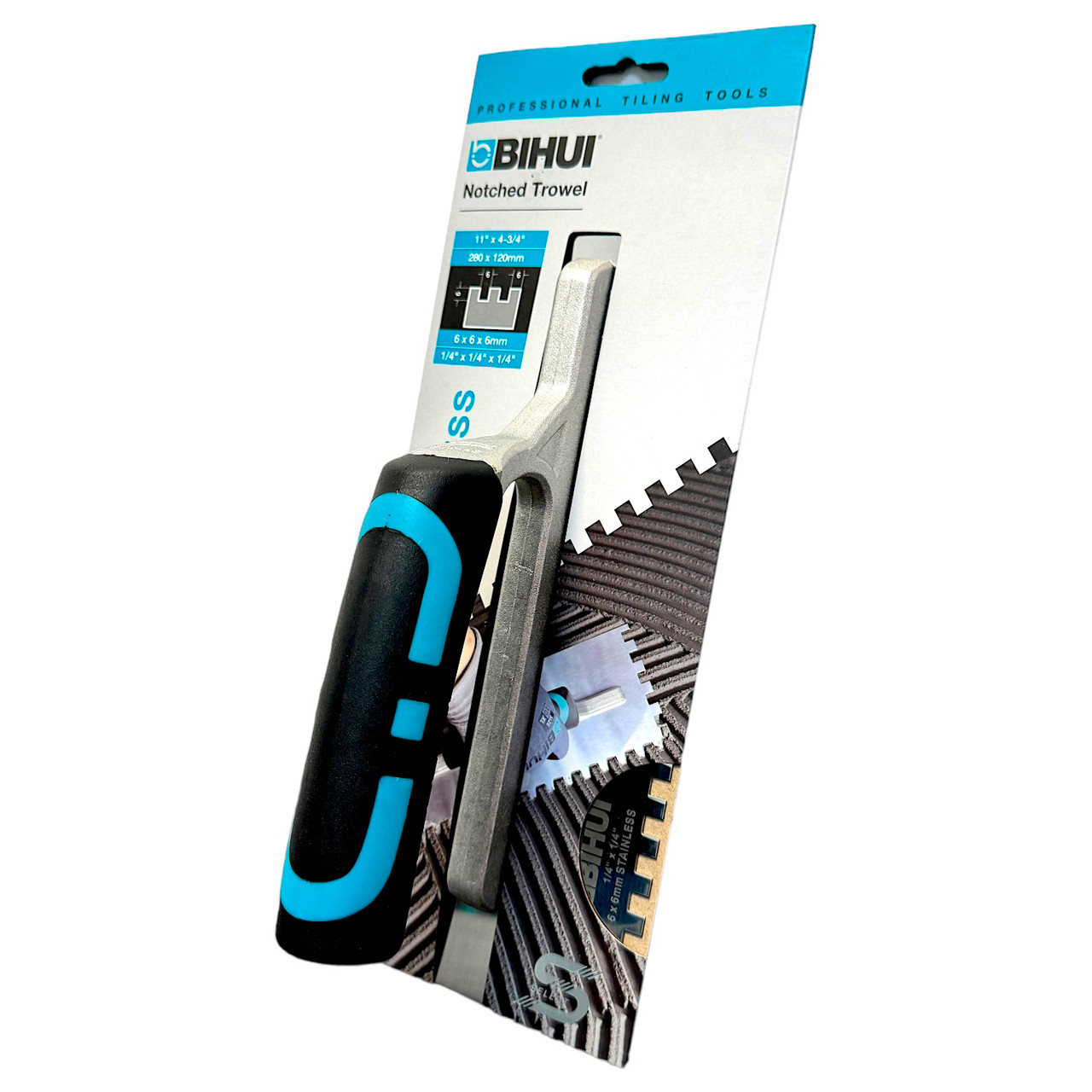 Зубчаcтий шпатель BIHUI STAINLESS зуб 6 мм з нержавіючої сталі 280х120 мм (PTSB06), фото 1