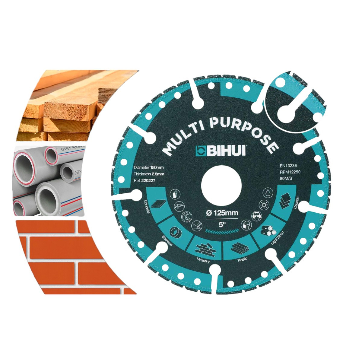 Диск алмазний BIHUI MULTI PURPOSE 125x2,4x22,23 мм (DSBS125), фото 1