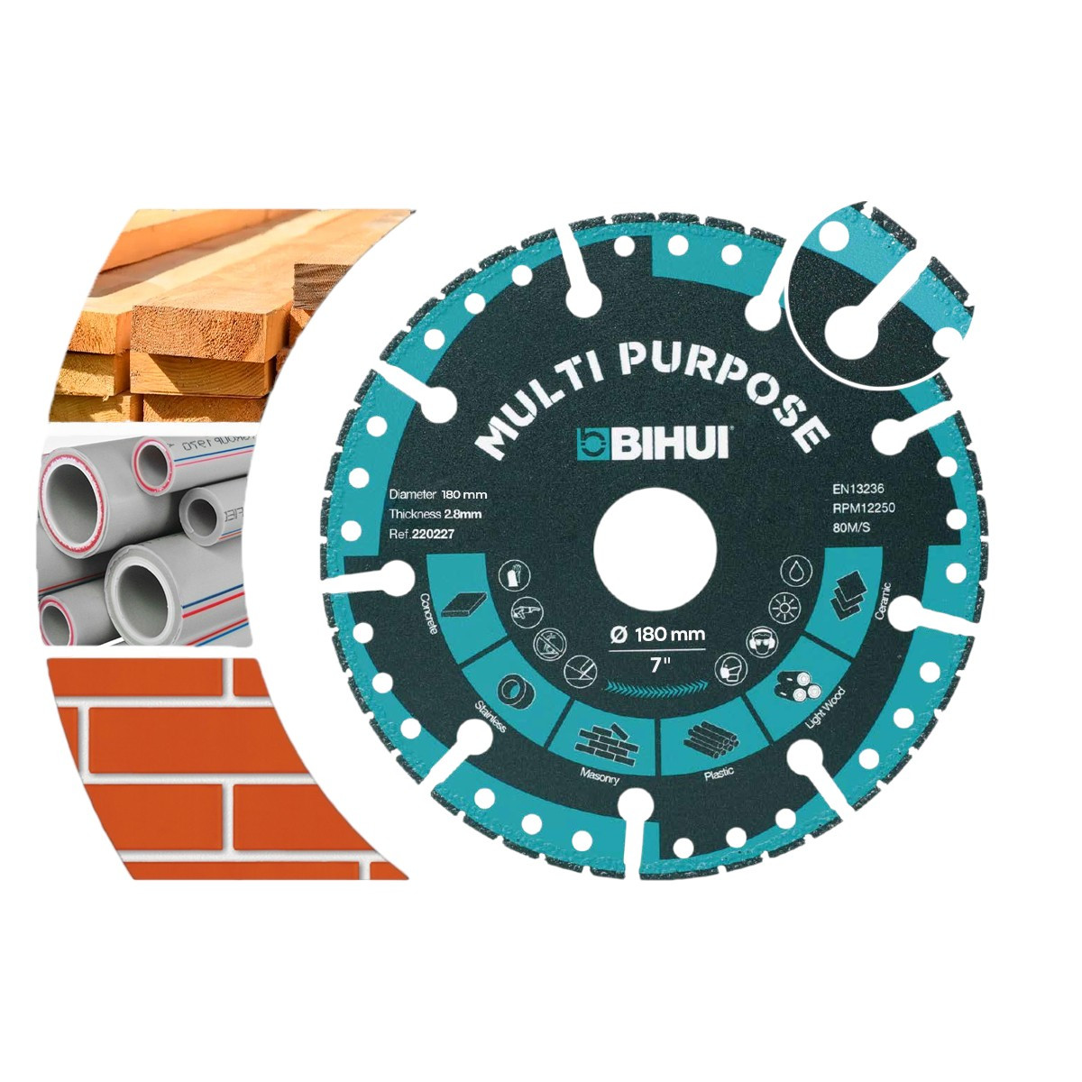 Диск алмазний BIHUI MULTI PURPOSE 180x2,6x22,23 мм (DSBS180), фото 1