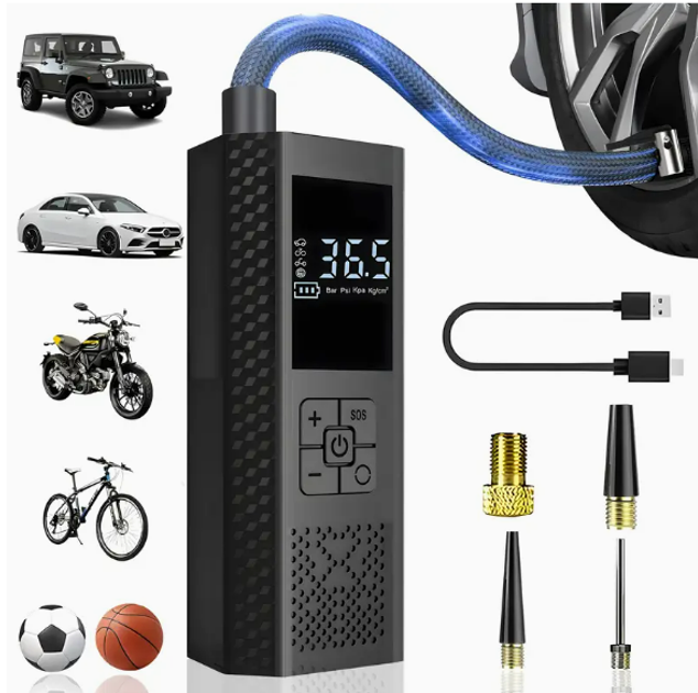 Акумуляторний цифровий насос AIR VC-029 60 W Type-C з ліхтариком і перехідниками, фото 1