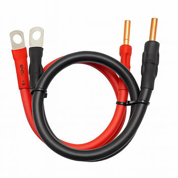 Комплект силових кабелів для підключення інвертора до акумулятора (1 м, мідь 16 мм², червоний + чорний) для інвертора, АКБ