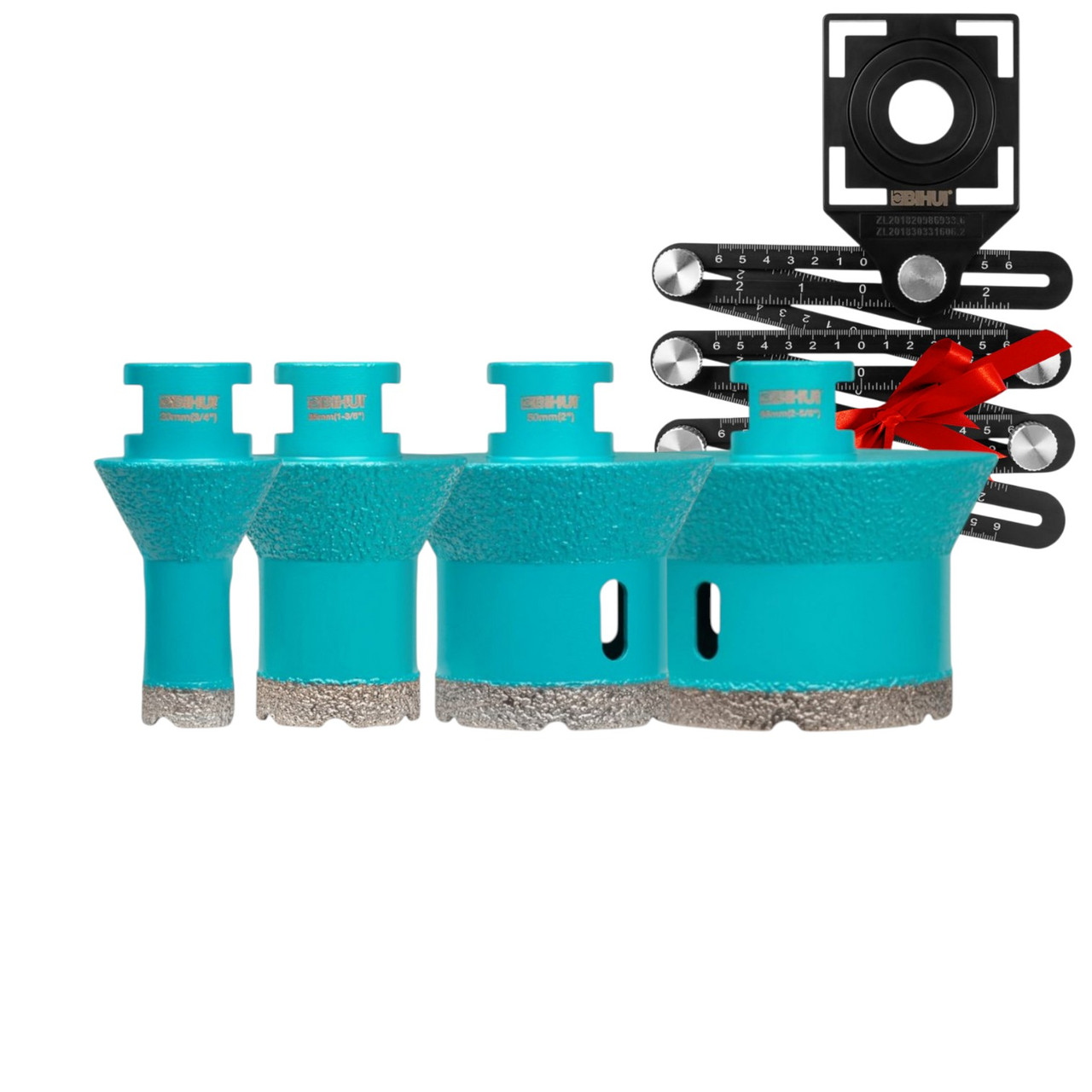Набір коронок-фрез Bihui Turbo 20/35/50/68 мм + подарунок шаблометр BIHUI (DMMDBG6), фото 1