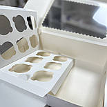 Коробка для 12 капкейків з віконцем 36х26х10 см — біла упаковка для десертів, фото 4