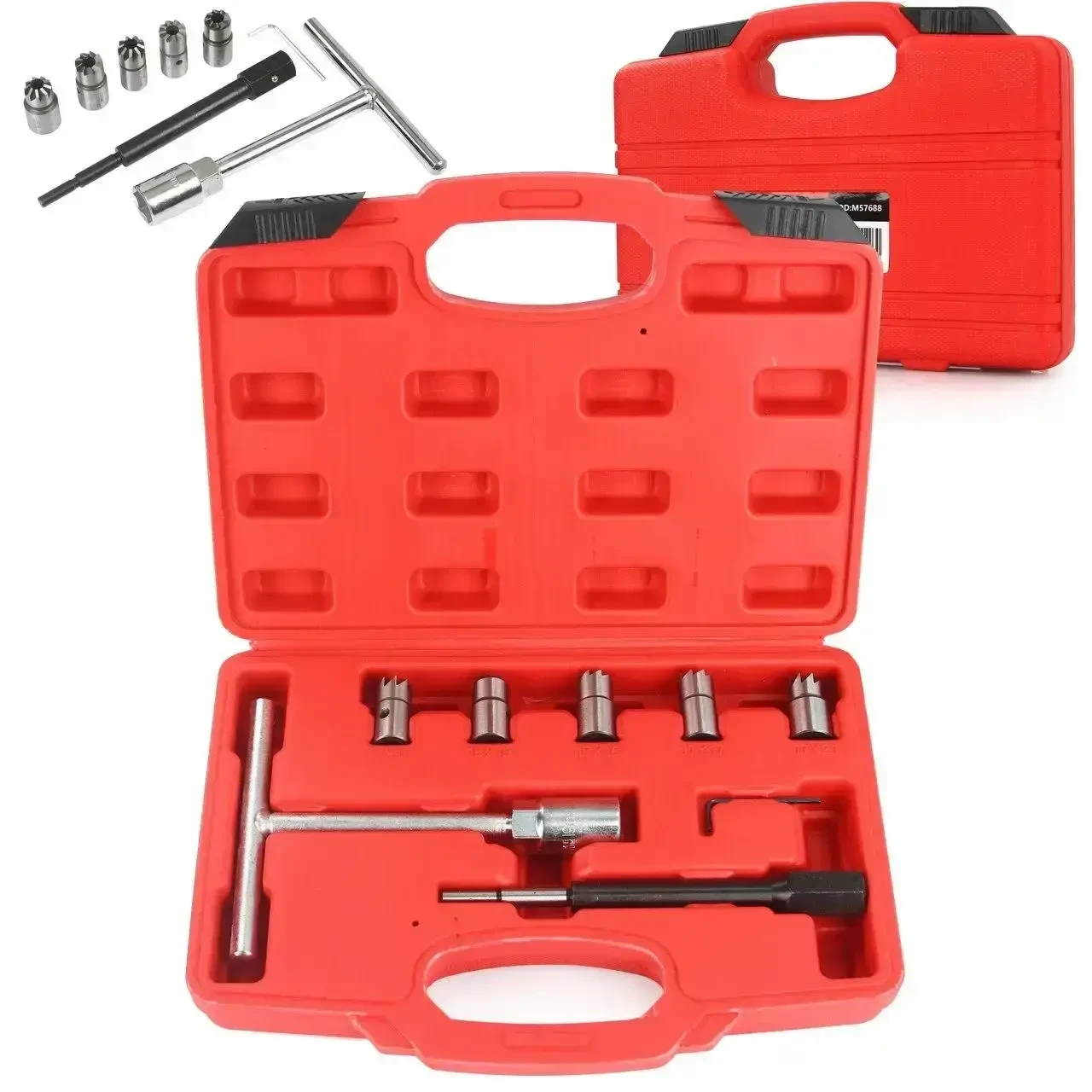 Набір фрез для посадочних місць форсунок Mar-Pol M57688 (7 предметів), для дизельних двигунів, сталь, у кейсі, фото 1