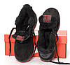 Зимові чоловічі кросівки Nike Air Force Winter Black Red замшові низькі Найк Аїр Форси чорні з хутром, фото 9