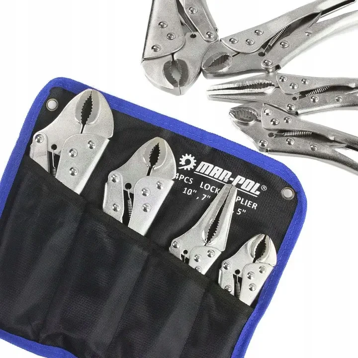 Набір плоскогубців із фіксатором Mar-Pol M49030 (4 шт) — сталеві, самоблокувальні, регулювання зусилля, для авто-, слюсарних та зв, фото 1