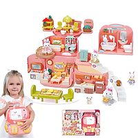 Дитячий ляльковий будиночок з меблями, Інтерактивний ляльковий будиночок іграшковий для дівчинки, будиночок для Барбі ALL