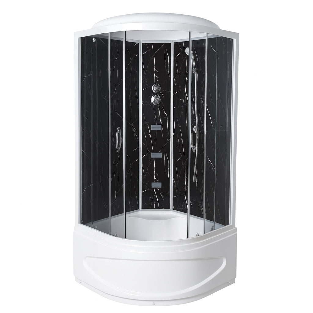 Душовий бокс TKF90 Чорний онікс BG 90x90x215 см з глибоким піддоном з гідромасажем напівпрозоре скло