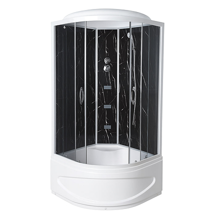 Душовий бокс TKF90 Чорний онікс BG 90x90x215 см з глибоким піддоном з гідромасажем напівпрозоре скло, фото 1