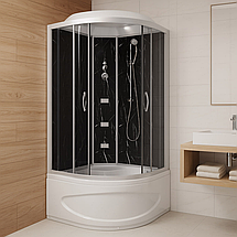 Душовий бокс TKF90 Чорний онікс BG 90x90x215 см з глибоким піддоном з гідромасажем напівпрозоре скло, фото 2