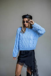 Жіночий в’язаний оверсайз светр з аранами косами та ромбами — стильний теплий must-have сезону осінь/зима 2025