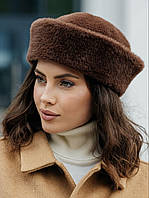 Шапка морячка Harbor з екохутра коричнева (шоколад)
