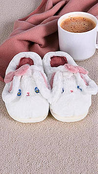 Жіночі кімнатні білі капці з зайчиком Тп173