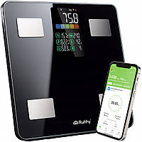 Смарт-ваги аналітичні підлогові Ruhhy до 226 кг з аналізом тіла LCD-дисплей Чорний (20675)