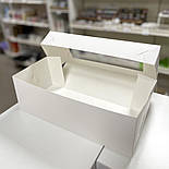 Коробка для рулету та десертів 33×15×11 см, біла з прозорим віконцем, фото 2